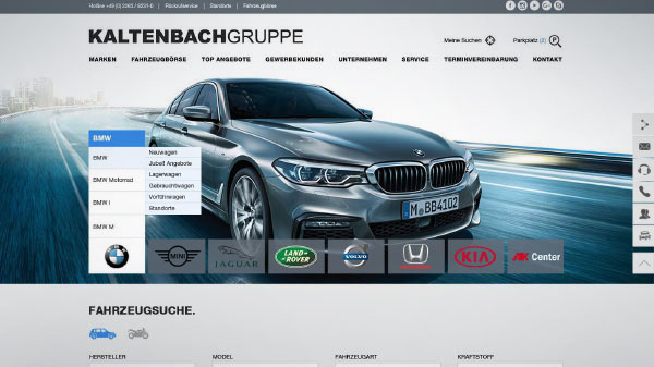 Startseite Webdesign, Autohausmerketing