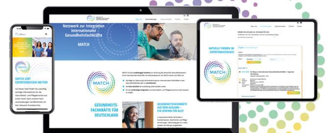 Webdesign für Match, Website auf Desktop und Mobilgeräten