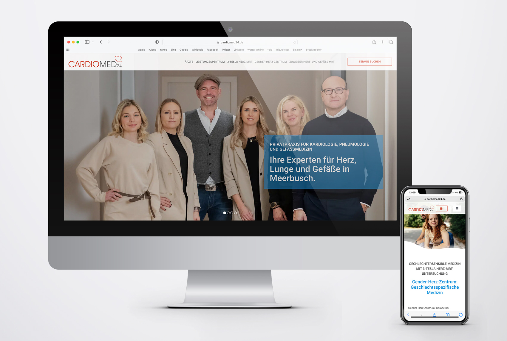 Cardiomed24 Website Startseite Desktop und Mobil