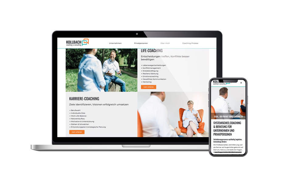 Macbook auf dem die Website von Kollbach Consulting geöffnet ist