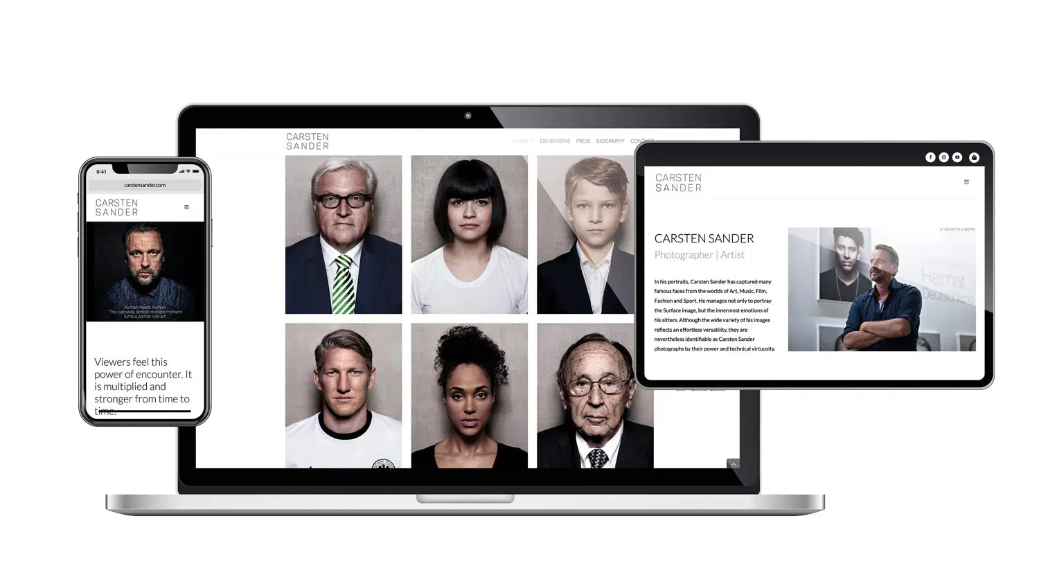 Macbook auf dem die Website von Carsten Sander geöffnet ist
