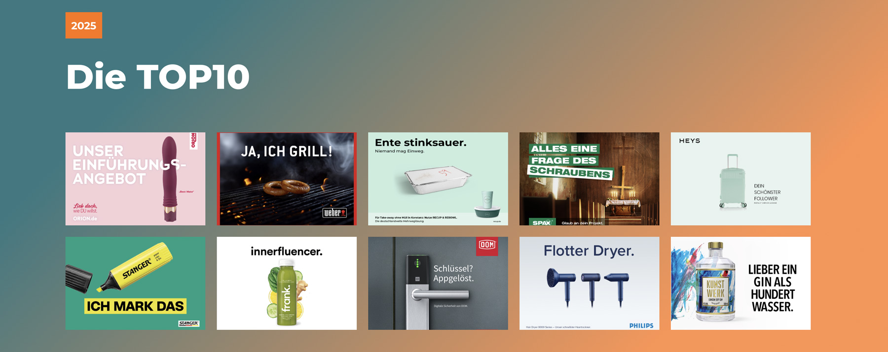 Die Top10 2025 Top10 Plakate beim Best 18/1 Award