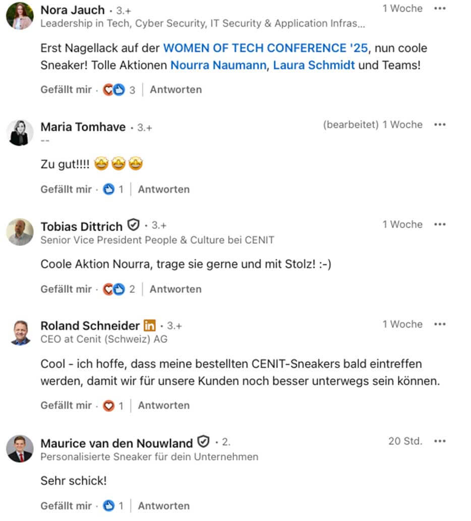 Facebook Kommentare von zufriedenen Kunden von gebrandeten Adidas Sneakern
