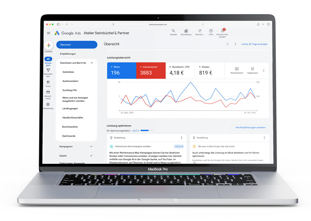 SEA Agentur Köln Bildschirm mit GoogleAds