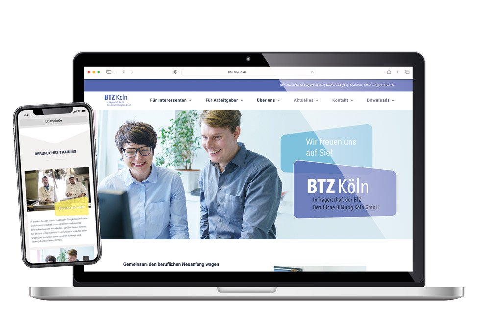 Website vom BTZ nach dem Relaunch