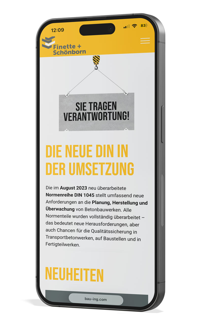 Finette + Schönborn Website vom Finette + Schönborn auf dem iPhone