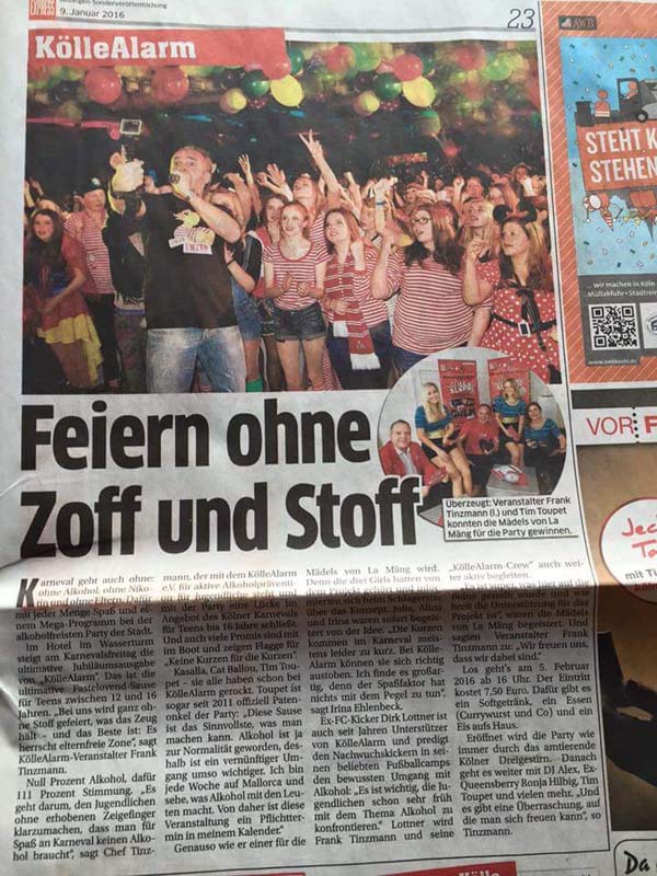 KölleAlarm Impressionen Zeitungsbeitrag im Kölner Express